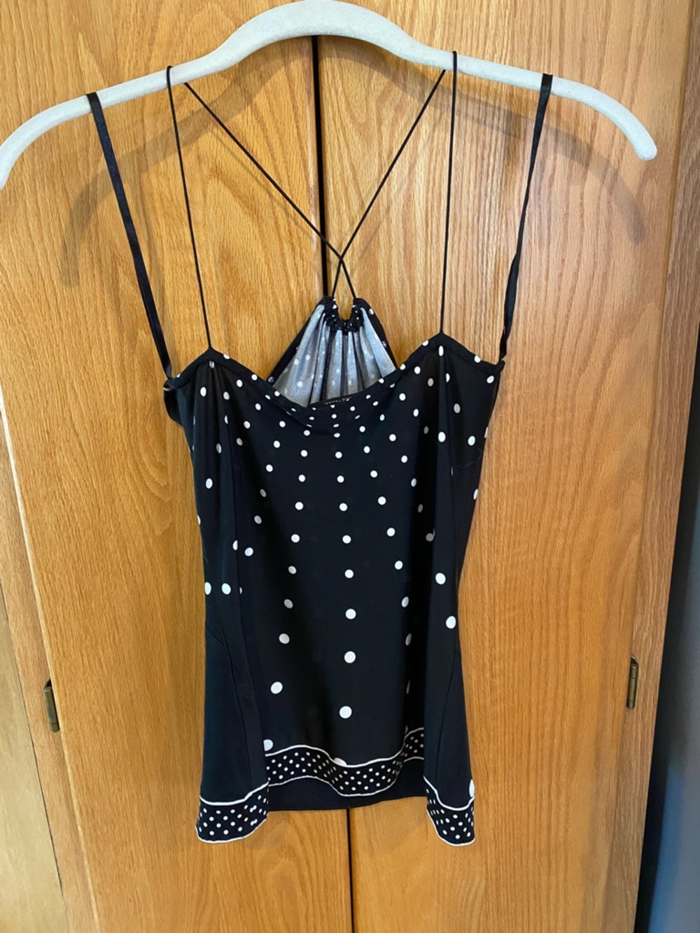 Black Polka Dot Spaghetti Strap Cami Top